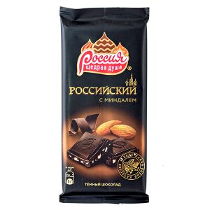Шоколад Российский Темный с Миндалем 90 г 1 уп.х 20 шт.