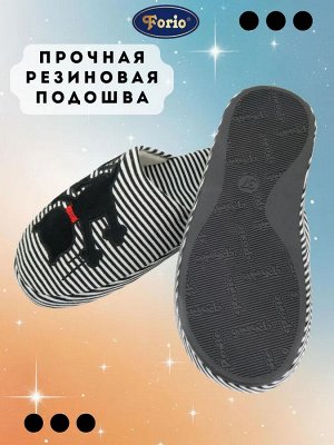 Тапочки женские анатомические "Валим" с уникальным дизайном и премиальной вышивкой в виде элегантно спускающегося черного котика с красным бантом