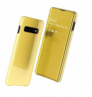 Желтый. Чехол книжка Clear view на телефон Samsung Galaxy