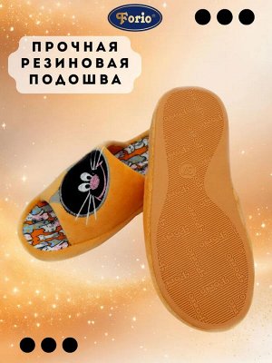 Тапочки женские анатомические "Окно в Кото-мир" с уникальным дизайном и премиальной вышивкой хитрого черного кота и серебряной нитью мышки