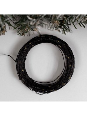 Гирлянда «Нить» 20 м роса, IP20, чёрная нить, 200 LED, свечение тёплое белое, 12 В