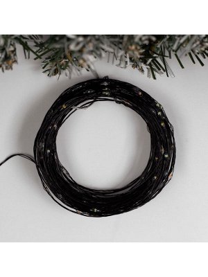 Гирлянда «Нить» 20 м роса, IP20, чёрная нить, 200 LED, свечение мульти, 12 В