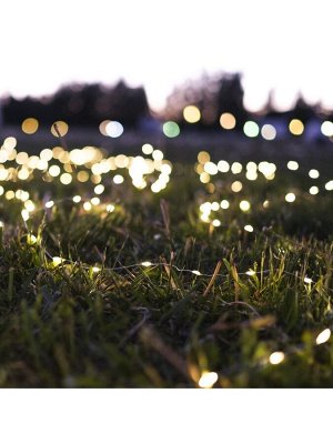 Гирлянда «Нить» 20 м роса, IP20, серебристая нить, 200 LED, свечение тёплое белое, 12 В