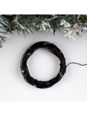 Гирлянда «Нить» 10 м роса, IP20, чёрная нить, 100 LED, свечение мульти, 12 В
