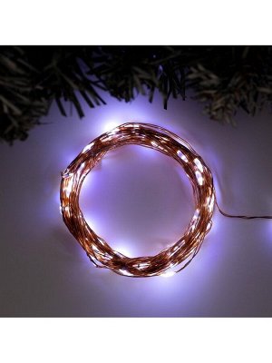 Гирлянда «Нить» 10 м роса, IP20, медная нить, 100 LED, свечение белое, 12 В