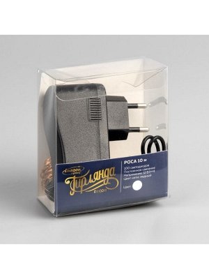 Гирлянда «Нить» 10 м роса, IP20, медная нить, 100 LED, свечение белое, 12 В