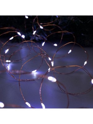 Гирлянда «Нить» 10 м роса, IP20, медная нить, 100 LED, свечение белое, 12 В