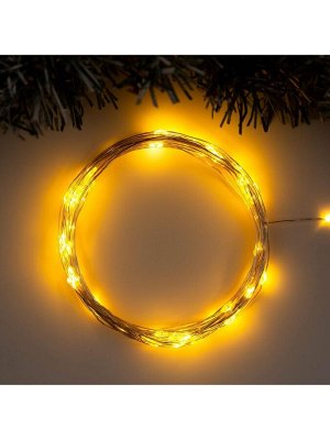 Гирлянда «Нить» 10 м роса, IP20, серебристая нить, 100 LED, свечение жёлтое, 12 В