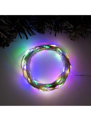 Гирлянда «Нить» 10 м роса, IP20, серебристая нить, 100 LED, свечение мульти, 12 В