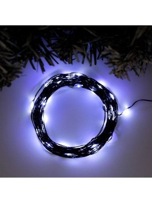 Гирлянда «Нить» 10 м роса, IP20, чёрная нить, 100 LED, свечение белое, 12 В
