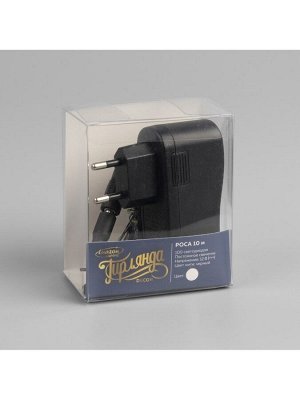 Гирлянда «Нить» 10 м роса, IP20, чёрная нить, 100 LED, свечение белое, 12 В