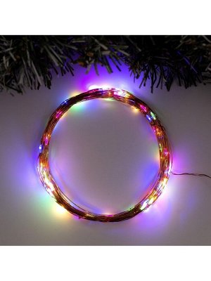 Гирлянда «Нить» 10 м роса, IP20, медная нить, 100 LED, свечение мульти, 12 В