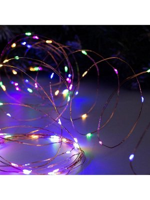 Гирлянда «Нить» 10 м роса, IP20, медная нить, 100 LED, свечение мульти, 12 В