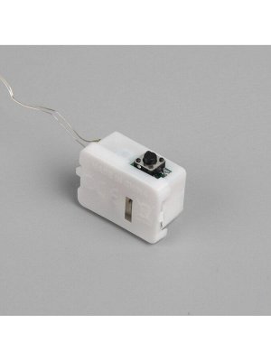 Гирлянда «Нить» 1 м роса, IP20, серебристая нить, 10 LED, 3 режима, батарейки AG13x3 (в комплекте), свечение мульти