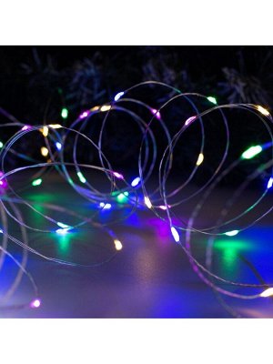 Гирлянда «Нить» 20 м роса, IP20, серебристая нить, 200 LED, свечение мульти, 12 В