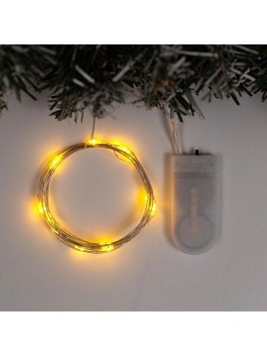 Гирлянда «Нить» 2 м роса, IP20, серебристая нить, 20 LED, свечение жёлтое, CR2032x2