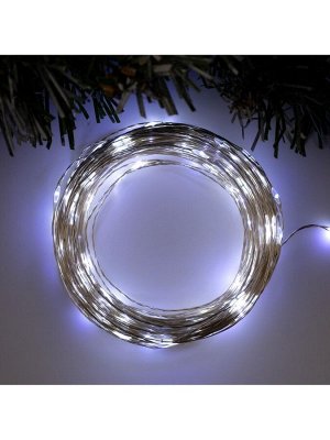 Гирлянда «Нить» 20 м роса, IP20, серебристая нить, 200 LED, свечение белое, 12 В