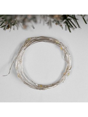 Гирлянда «Нить» 2 м роса, IP20, серебристая нить, 20 LED, свечение мульти, USB