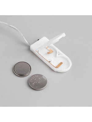 Гирлянда «Нить» 2 м роса, IP20, серебристая нить, 20 LED, батарейки CR2032x2 (в комплекте), свечение синее