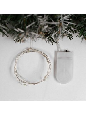 Гирлянда «Нить» 1 м роса, IP20, серебристая нить, 10 LED, батарейки CR2032x2 (в комплекте), свечение мульти