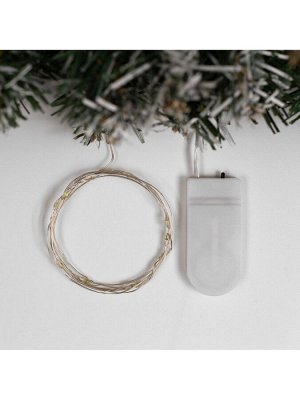 Гирлянда «Нить» 1 м роса, IP20, серебристая нить, 10 LED, батарейки CR2032x2 (в комплекте), свечение белое