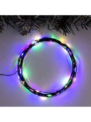 Гирлянда «Нить» 5 м роса, IP20, чёрная нить, 50 LED, свечение мульти, USB