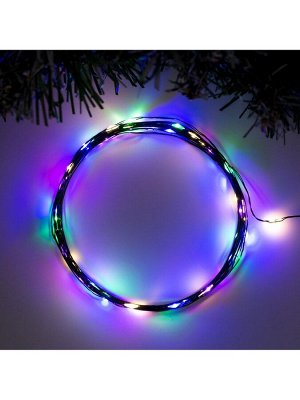 Гирлянда «Нить» 5 м роса, IP20, зелёная нить, 50 LED, 2 режима, батарейки AAх3 (нет в комплекте), свечение мульти