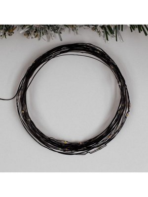 Гирлянда «Нить» 5 м роса, IP20, чёрная нить, 50 LED, 2 режима, батарейки AAх3 (не в комплекте), свечение мульти