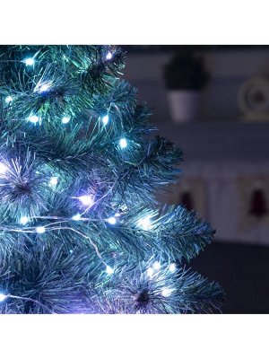Гирлянда «Нить» 10 м роса, IP20, серебристая нить, 100 LED, пульт ДУ, свечение RGB, USB