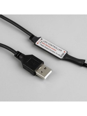 Гирлянда «Нить» 10 м роса, IP20, серебристая нить, 100 LED, пульт ДУ, свечение RGB, USB