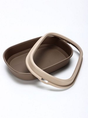 Лоток для кошек Фур-Мур 48x35.5 см с бортом + совок, Soft-touch, капучино