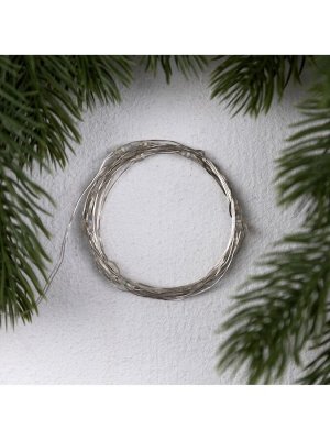 Гирлянда «Нить» 2 м роса. IP20, нить серебристая, 20 LED, 4.6 В, AG13x3 (в комплекте), 3 режима, свечение синее