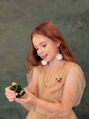 Футляр под серьги, кольцо «Новогодняя ёлочка», бархатный, 5.9x6.2x6.2 см, цвет зелёно-золотой