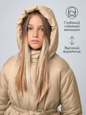Пальто зимнее для девочек AmaroBaby SNUGGLY, бежевый