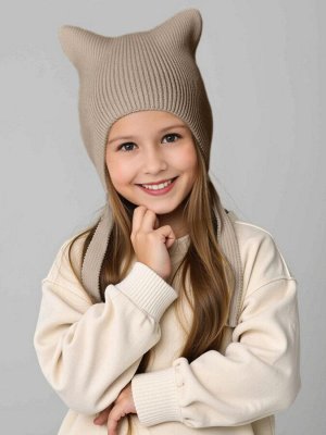 Шапка детская вязаная Amarobaby Meow, демисезонная, бежевый