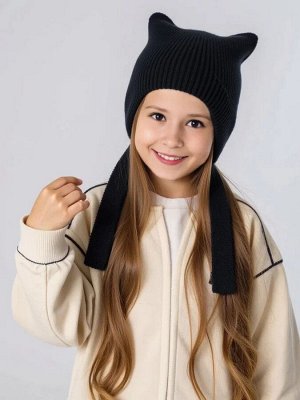 Шапка детская вязаная Amarobaby Meow, демисезонная, черный