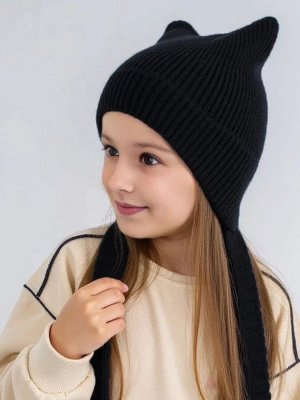 Шапка детская вязаная Amarobaby Meow, демисезонная, черный