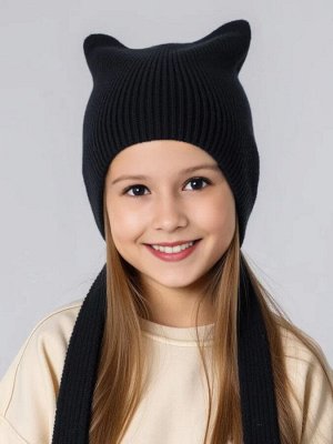 Шапка детская вязаная Amarobaby Meow, демисезонная, черный