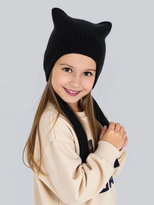 Шапка детская вязаная Amarobaby Meow, демисезонная, черный