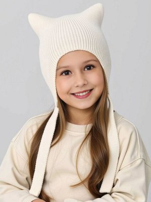 Шапка детская вязаная Amarobaby Meow, демисезонная, молочный