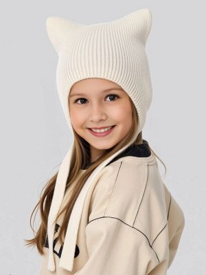 Шапка детская вязаная Amarobaby Meow, демисезонная, молочный