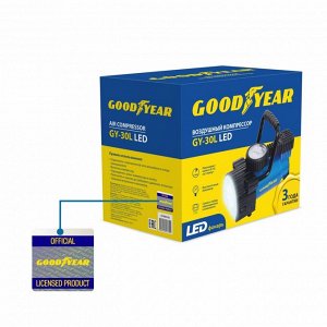 Компрессор Goodyear GY-30L 30 л/мин с фонарем со сьемной ручкой, сумка для хранения GY000103