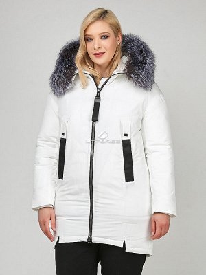 Женская зимняя молодежная куртка большого размера белого цвета 88-953_31Bl