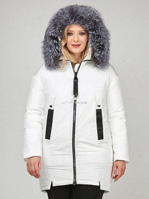 Женская зимняя молодежная куртка большого размера белого цвета 88-953_31Bl