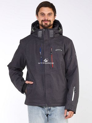 Мужская зимняя горнолыжная куртка большого размера темно-серого цвета 19471TC