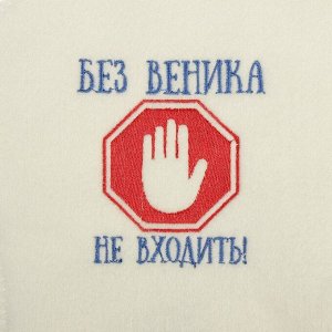 Добропаровъ Рукавица для бани с вышивкой &quot;Без веника не входить&quot;, первый сорт