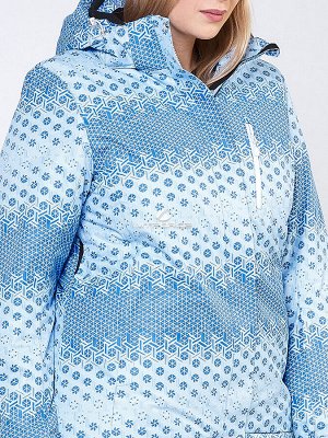 Женская зимняя горнолыжная куртка большого размера голубого цвета 1830Gl