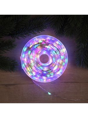 Гирлянда «Нить» 100 м роса, IP44, серебристая нить, 1000 LED, свечение мульти, 18 В