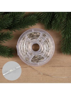 Гирлянда «Нить» 100 м роса, IP44, серебристая нить, 1000 LED, свечение мульти, 18 В