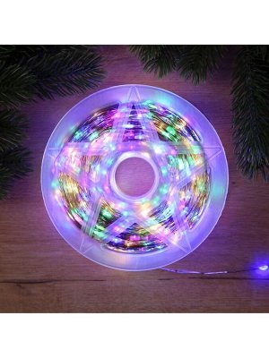 Гирлянда «Нить» 200 м роса, IP44, серебристая нить, 2000 LED, свечение мульти, 36 В
